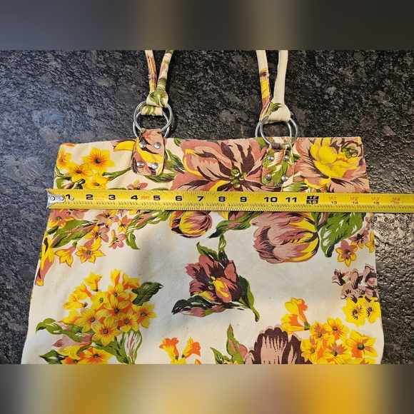 Vintage Mid-Century Binny Yellow Canvas Floral Purse - Picture 11 of 11